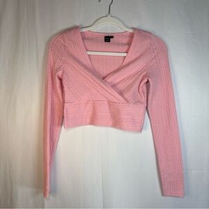 SHEIN Pink Knit Wrap Crop Top